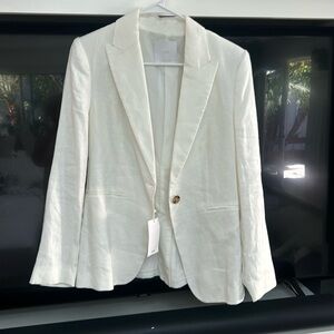 Mango white linen blazer size 38 NWT